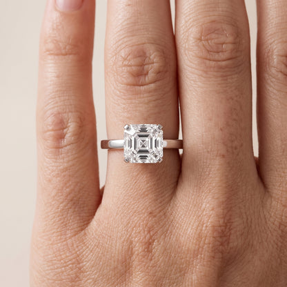 Liana Solitaire Claw Prong Asscher Diamond Engagement Ring in White Gold - lifestyle.jpg