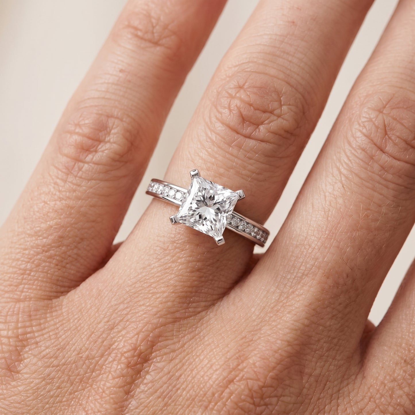 Tessa Solitaire Channel Set Princess Diamond Engagement Ring in Platinum - lifestyle.jpg