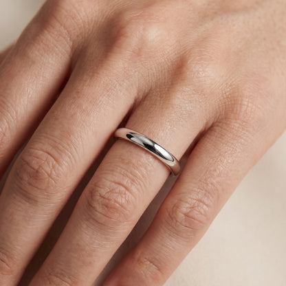 Justine Classic Low Dome Wedding Band in White Gold - lifestyle.jpg