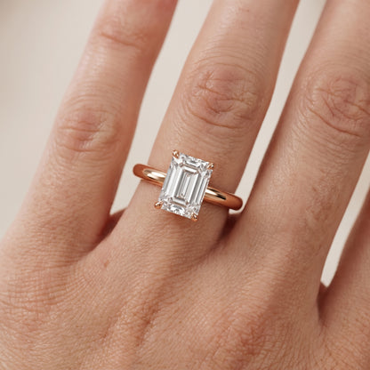 Amaya Hidden Halo Emerald Diamond Engagement Ring in Rose Gold - lifestyle.jpg