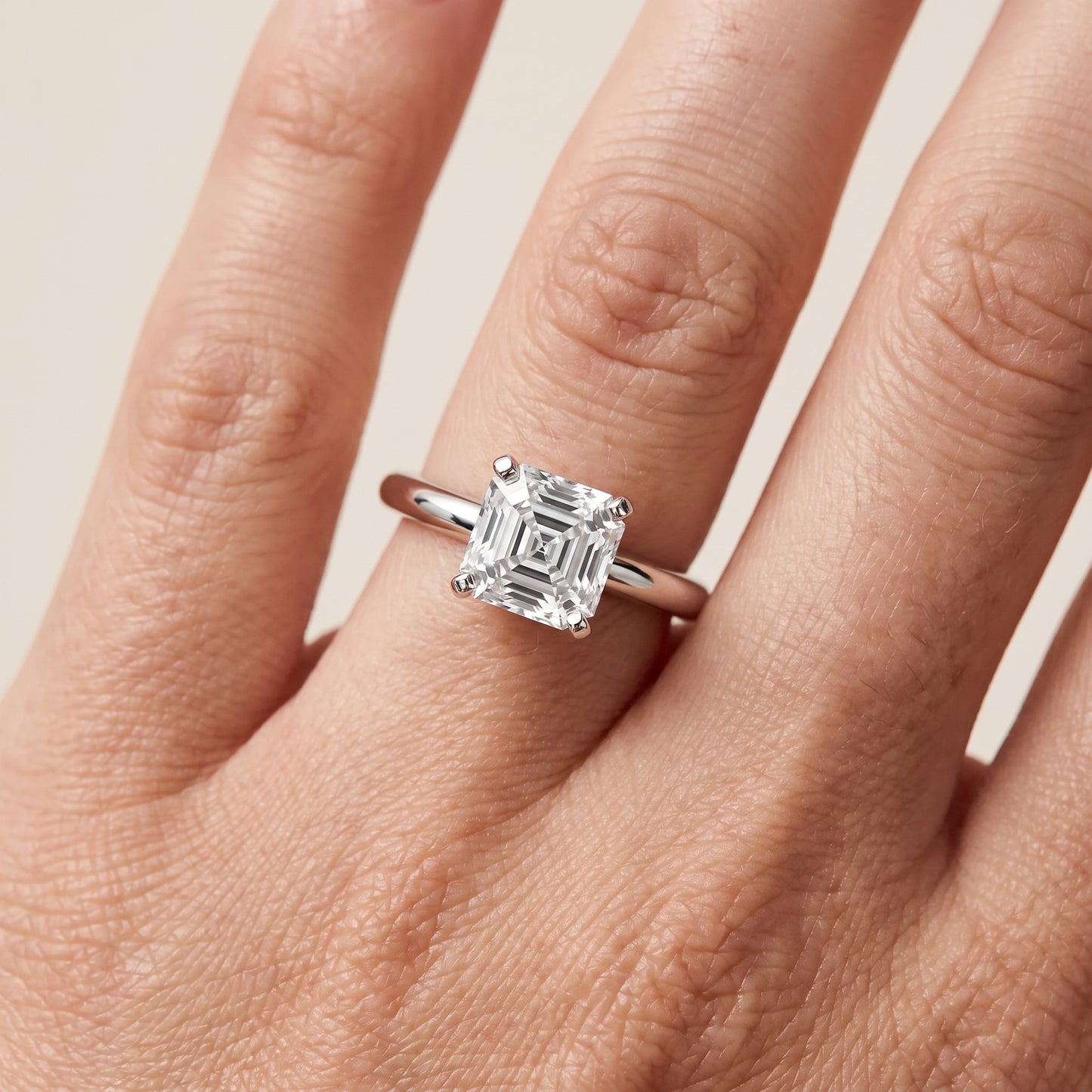 Wren Solitaire Asscher Diamond Ring in Silver - lifestyle.jpg