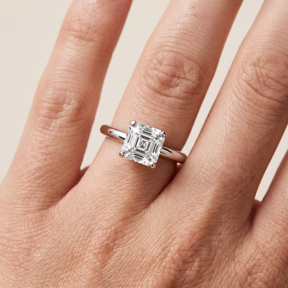 Wren Solitaire Asscher Diamond Ring in Silver - lifestyle.jpg