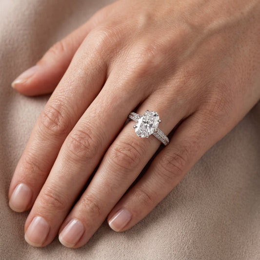 Meredith Knife Edge Pavé Oval Diamond Engagement Ring in Platinum - lifestyle.jpg
