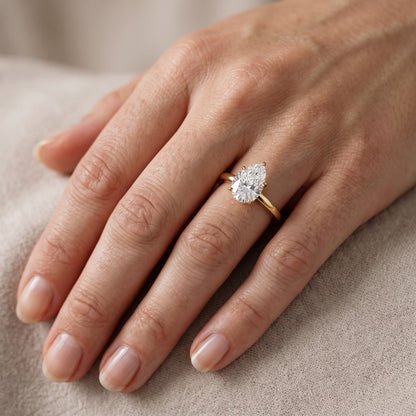 Serena Blossom Solitaire Pear Diamond Engagement Ring in Yellow Gold - lifestyle.jpg