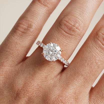 Aisha Pavé Solitaire Round Diamond Engagement Ring in Rose Gold - lifestyle.jpg