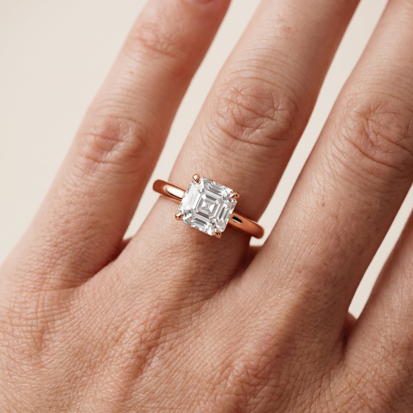 Sadie Cathedral Solitaire Asscher Diamond Ring in Rose Gold - lifestyle.jpg