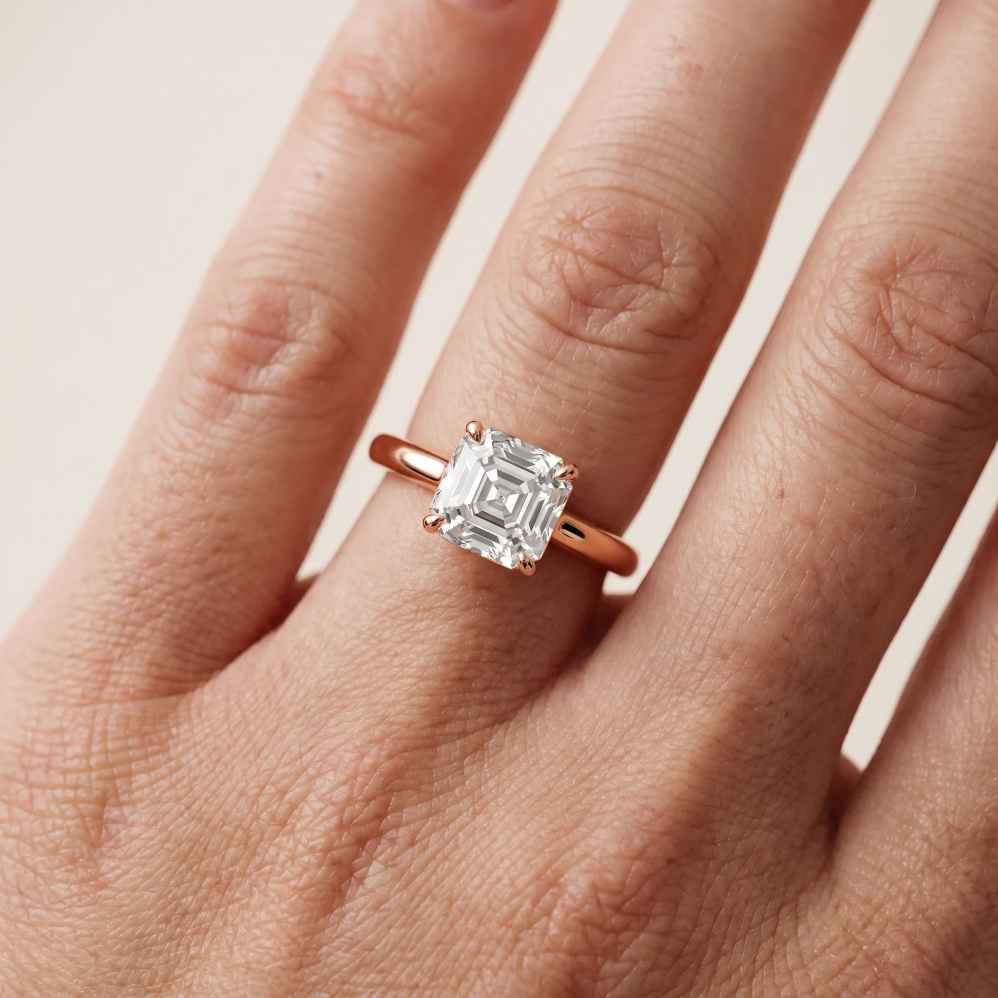 Sadie Cathedral Solitaire Asscher Diamond Ring in Rose Gold - lifestyle.jpg