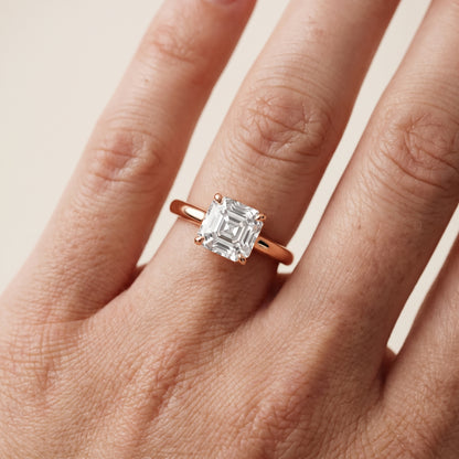 Sadie Cathedral Solitaire Asscher Diamond Ring in Rose Gold - lifestyle.jpg