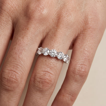 Theodora Claw Prong Round Diamond Eternity Band in Silver - lifestyle.jpg