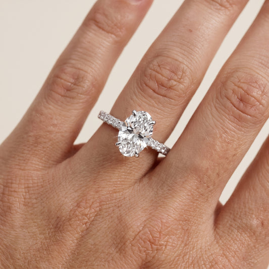 Maya Hidden Halo Pavé Oval Diamond Engagement Ring in Platinum - lifestyle.jpg