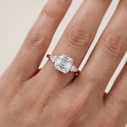 Leila Three-Stone Asscher Diamond Engagement Ring in Rose Gold - lifestyle.jpg