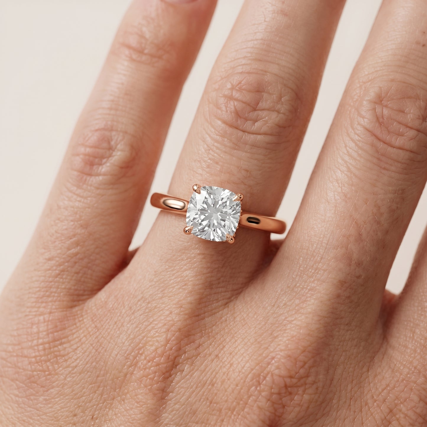Mena Hidden Halo Cushion Diamond Engagement Ring in Rose Gold - lifestyle.jpg