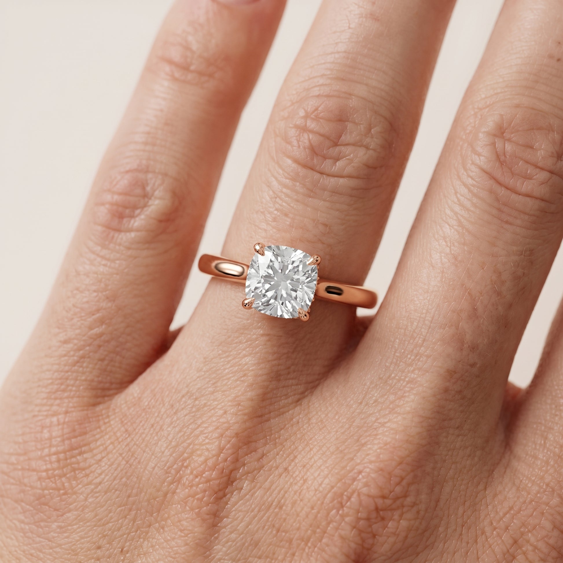 Mena Hidden Halo Cushion Diamond Engagement Ring in Rose Gold - lifestyle.jpg