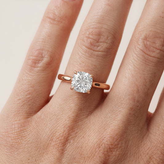 Mena Hidden Halo Cushion Diamond Engagement Ring in Rose Gold - lifestyle.jpg