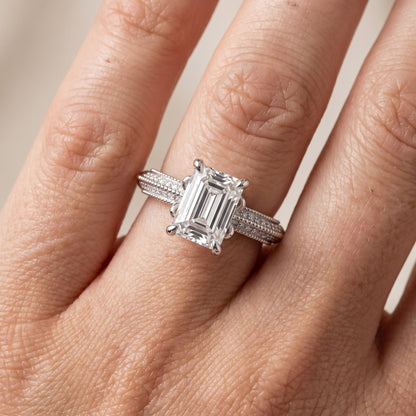 Indie Vintage Milgrain Emerald Diamond Engagement Ring in Platinum - lifestyle.jpg