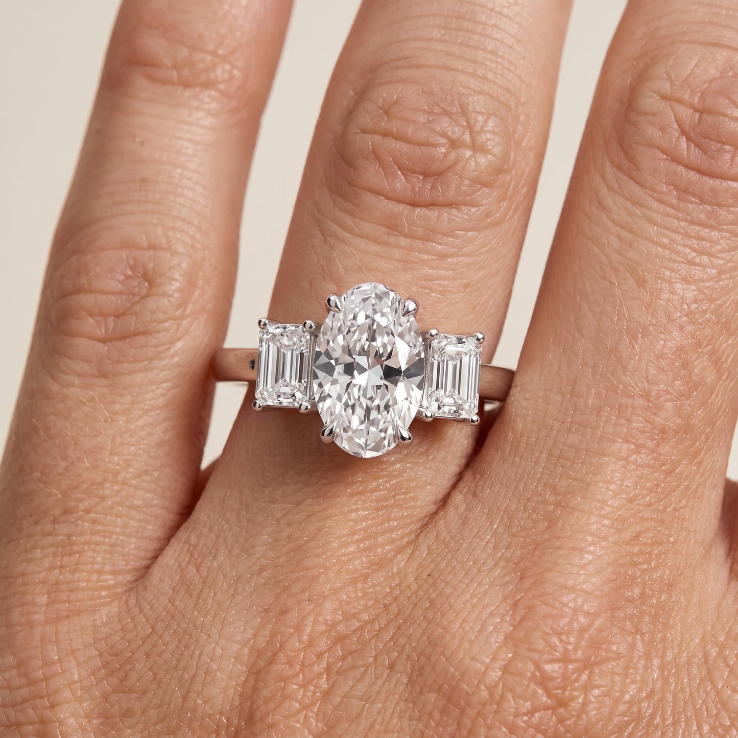 Zoe Three-Stone Oval Diamond Ring in Silver - lifestyle.jpg