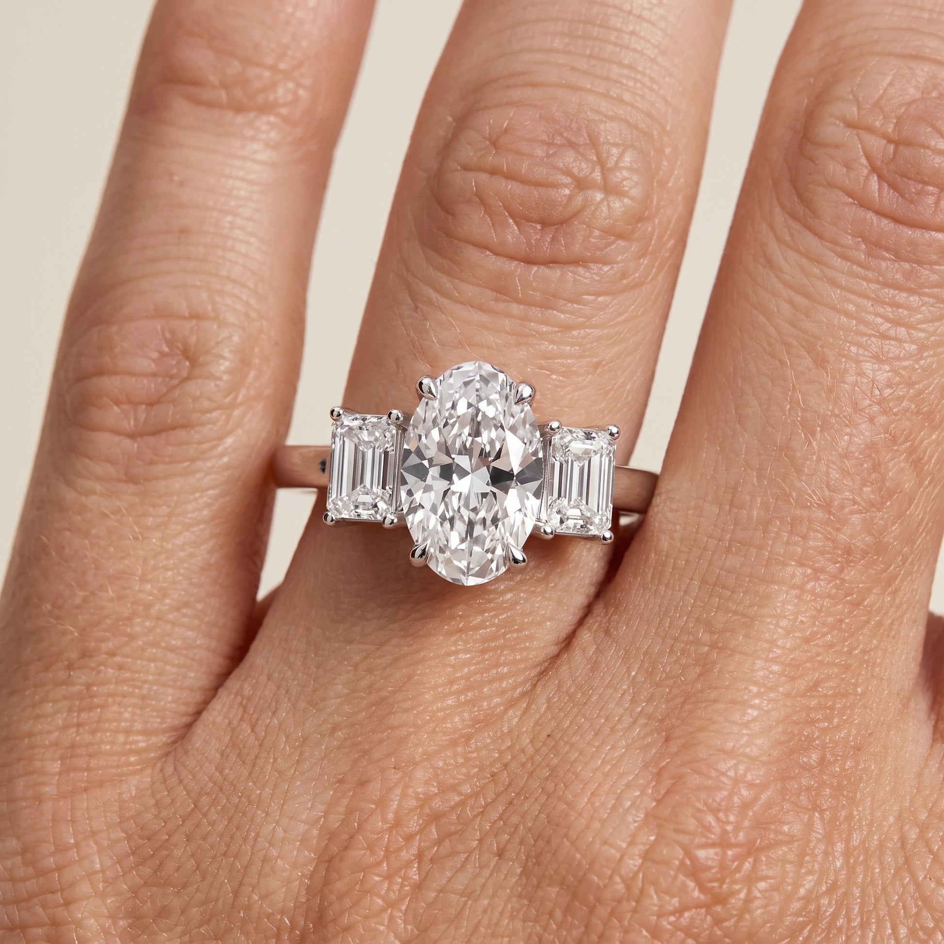 Zoe Three-Stone Oval Diamond Ring in Silver - lifestyle.jpg