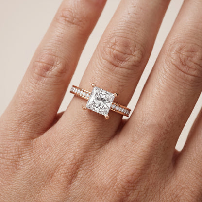 Tessa Solitaire Channel Set Princess Diamond Engagement Ring in Rose Gold - lifestyle.jpg