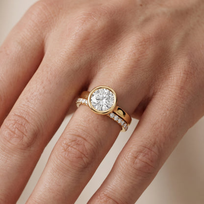 Ayla Bezel Bypass Round Diamond Ring in Yellow Gold - lifestyle.jpg