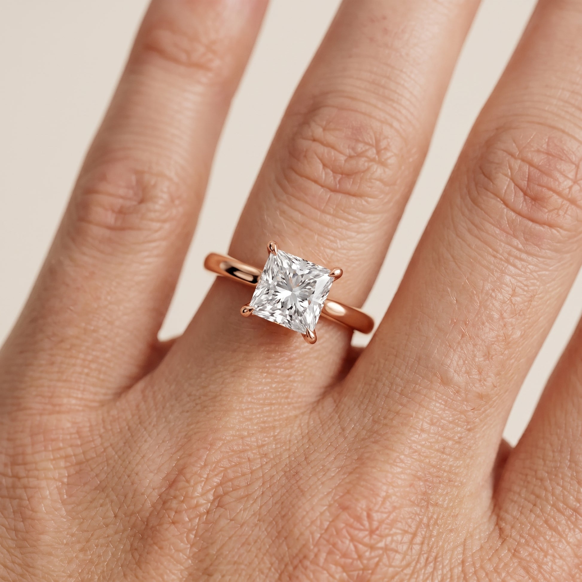 Mena Hidden Halo Princess Diamond Engagement Ring in Rose Gold - lifestyle.jpg