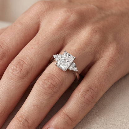 Anya Sidestone Cluster Radiant Diamond Engagement Ring in Platinum - lifestyle.jpg