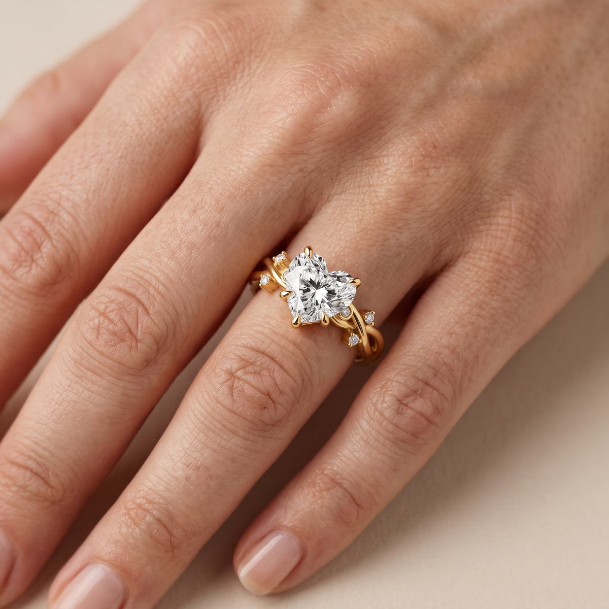 Vashon Vine Twist Heart Diamond Engagement Ring in Silver - lifestyle.jpg