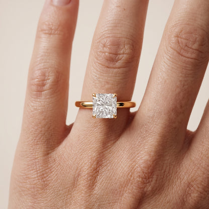 Lyla Petite Solitaire Radiant Diamond Engagement Ring in Yellow Gold - lifestyle.jpg