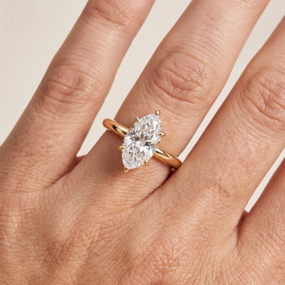 Amaya Hidden Halo Marquise Diamond Ring in Yellow Gold - lifestyle.jpg