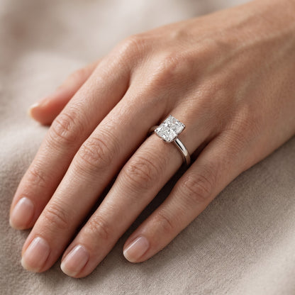 Serena Blossom Solitaire Radiant Diamond Engagement Ring in Silver - lifestyle.jpg