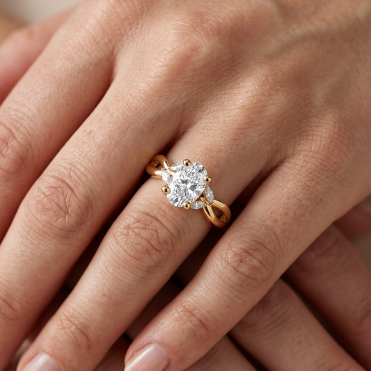 Luna Glow Twisted Oval Diamond Engagement Ring in Yellow Gold - lifestyle.jpg