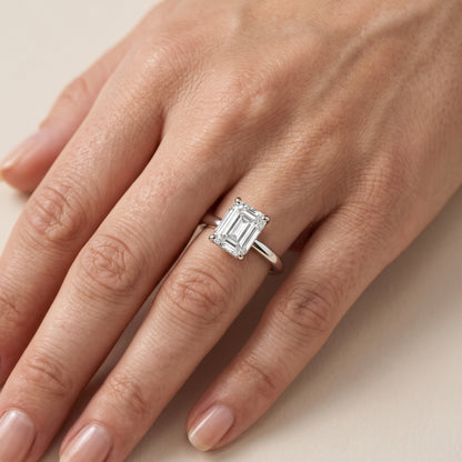 Charlotte Charm Solitaire Emerald Diamond Engagement Ring in White Gold - lifestyle.jpg