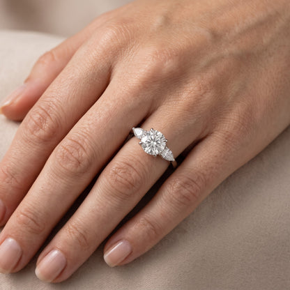 Grace Three Stone Round Diamond Engagement Ring in Silver - lifestyle.jpg