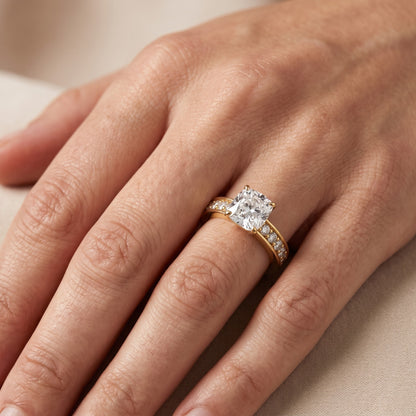 Riley Cathedral Pavé Cushion Diamond Engagement Ring in Platinum - lifestyle.jpg