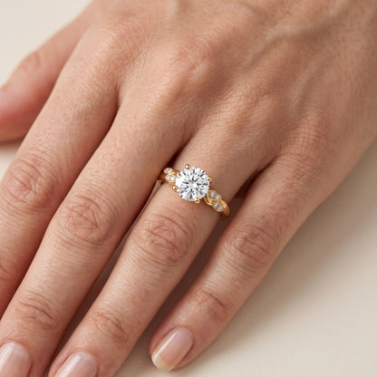 Robin Leaf Twist Round Diamond Engagement Ring in Silver - lifestyle.jpg