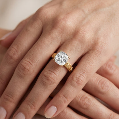 Fia Vintage Engraved Cushion Diamond Engagement Ring in Silver - lifestyle.jpg