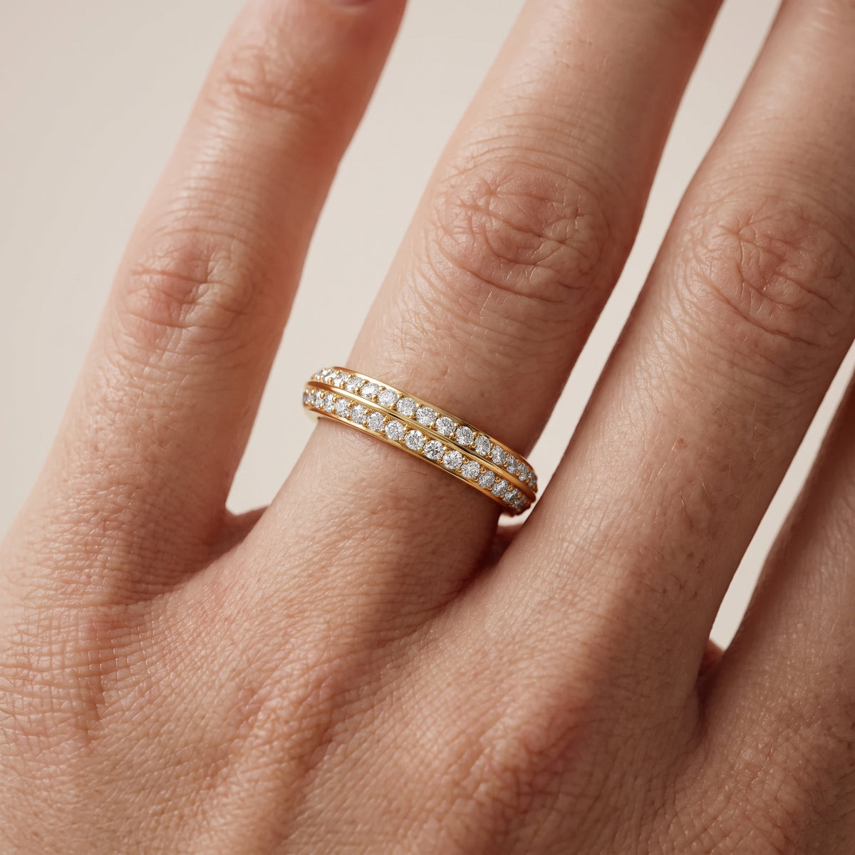 Claire Ridged Dome Round Diamond Half Eternity Band in Yellow Gold - lifestyle.jpg