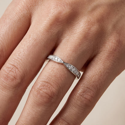 Tosca Tapered Riviera Round Diamond Half Eternity Band in Platinum - lifestyle.jpg