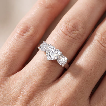 Callie Three-Stone Trellis Heart Diamond Engagement Ring in White Gold - lifestyle.jpg