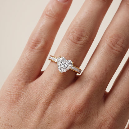 Brielle Channel Set Solitaire Heart Diamond Ring in Yellow Gold - lifestyle.jpg