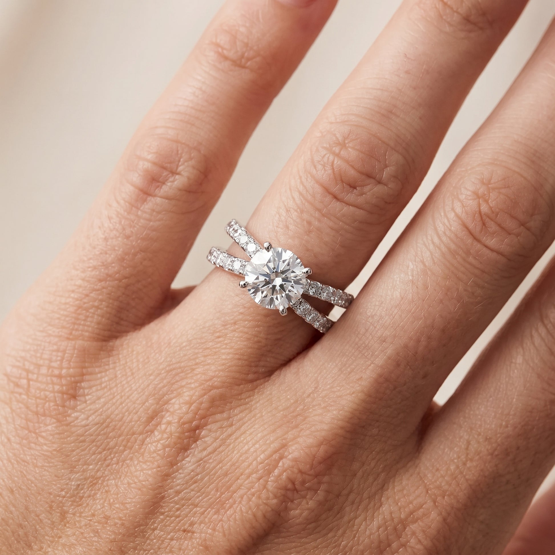 Lior Criss Cross Pavé Round Diamond Engagement Ring in Silver - lifestyle.jpg