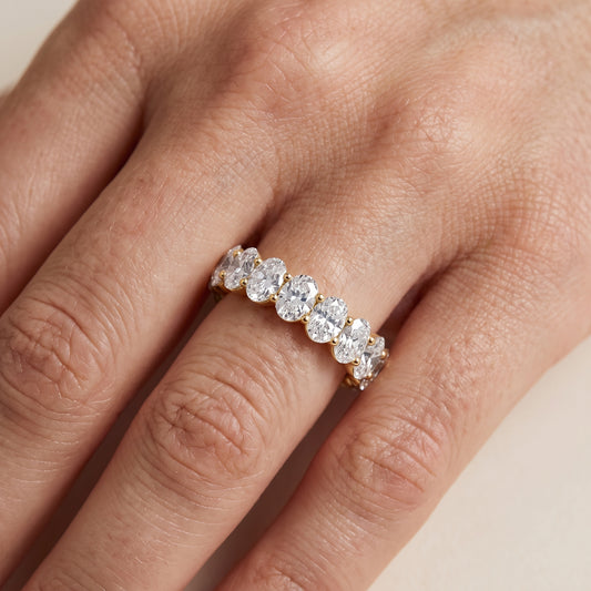 Neha Shared Prong Oval Diamond Eternity Band in Yellow Gold - lifestyle.jpg