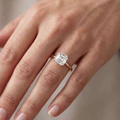 Serena Blossom Solitaire Asscher Diamond Ring in Rose Gold - lifestyle.jpg