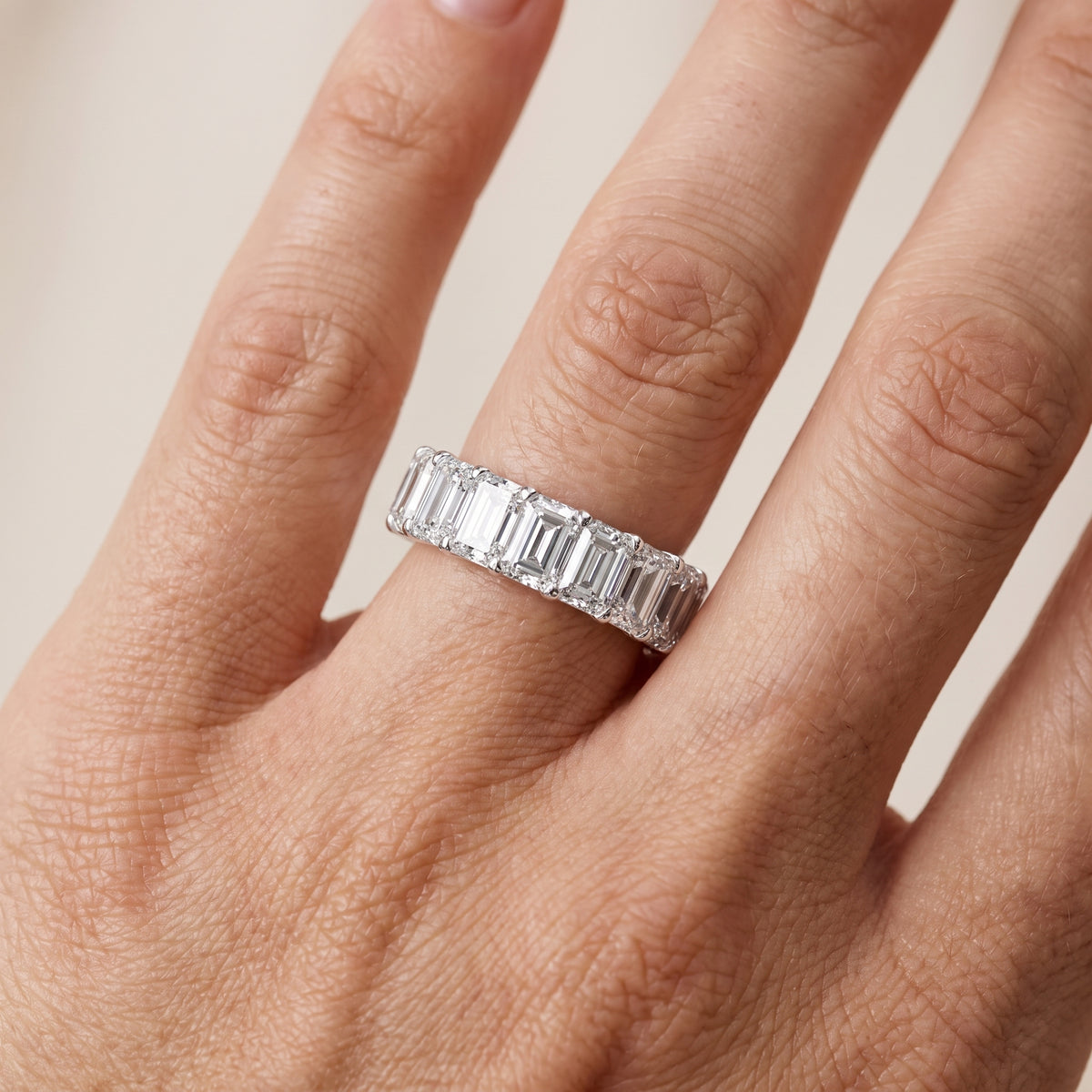 Tia Pavé Emerald Diamond Half Eternity Band in White Gold - lifestyle.jpg
