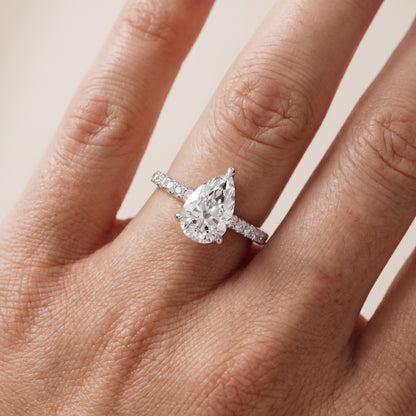Maya Hidden Halo Pavé Pear Diamond Engagement Ring in Silver - lifestyle.jpg