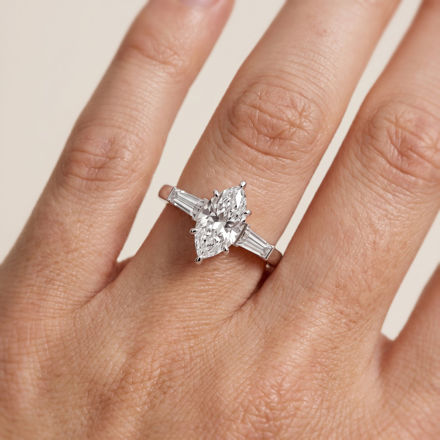 Zelda Tapered Baguette Marquise Diamond Engagement Ring in White Gold - lifestyle.jpg