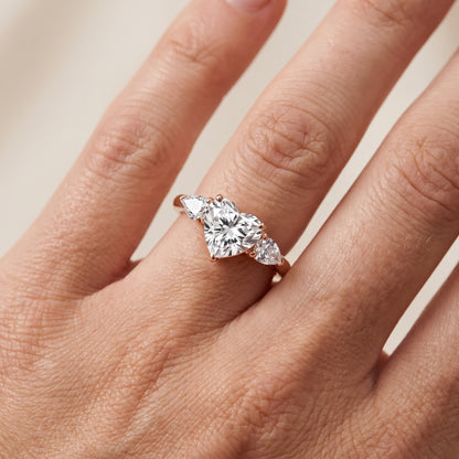 Mirabel Three-Stone Heart Diamond Engagement Ring in Rose Gold - lifestyle.jpg