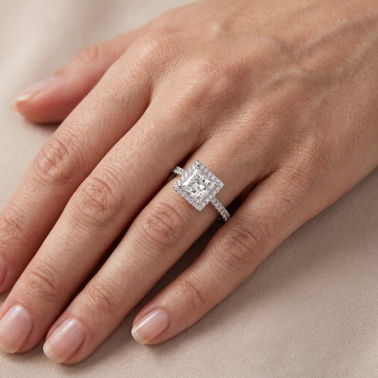 Rosemary Halo Pavé Princess Diamond Engagement Ring in Platinum - lifestyle.jpg