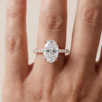 Aisha Pavé Solitaire Oval Diamond Engagement Ring in Rose Gold - lifestyle.jpg