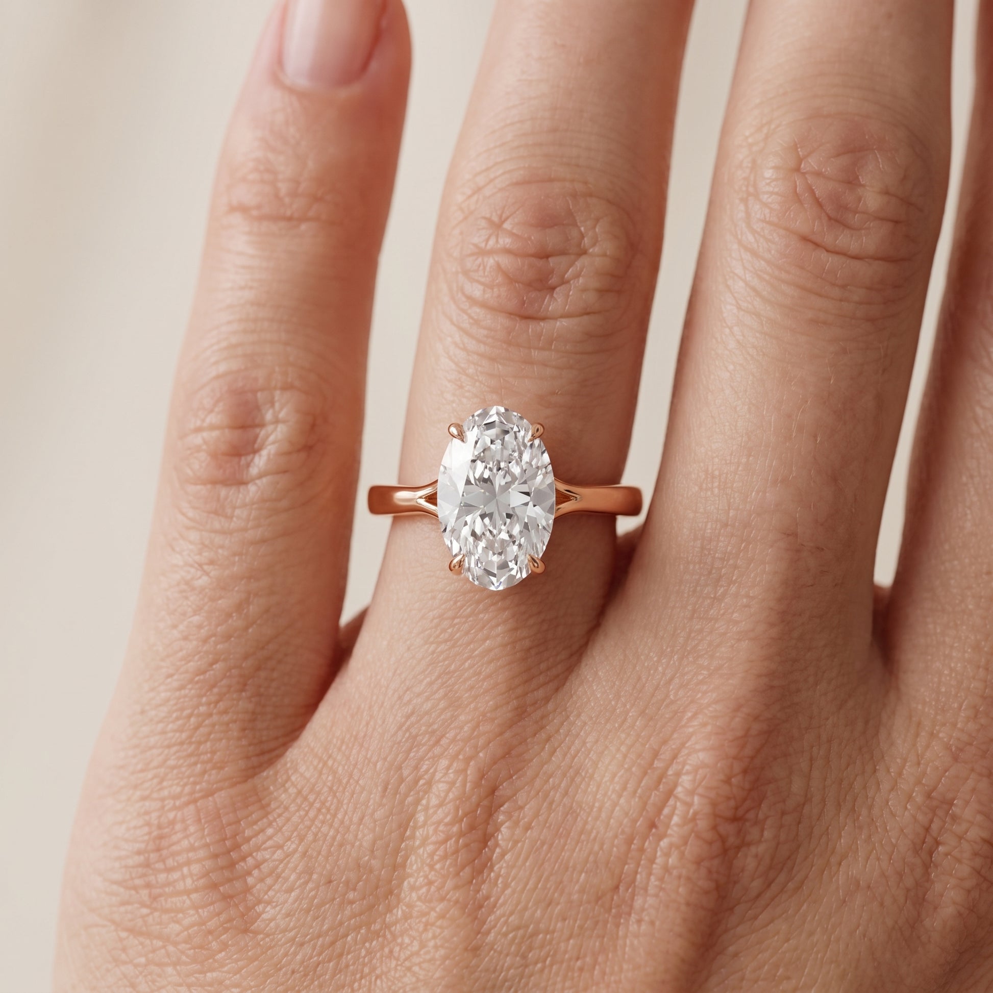 Anais Trellis Solitaire Oval Diamond Engagement Ring in Rose Gold - lifestyle.jpg