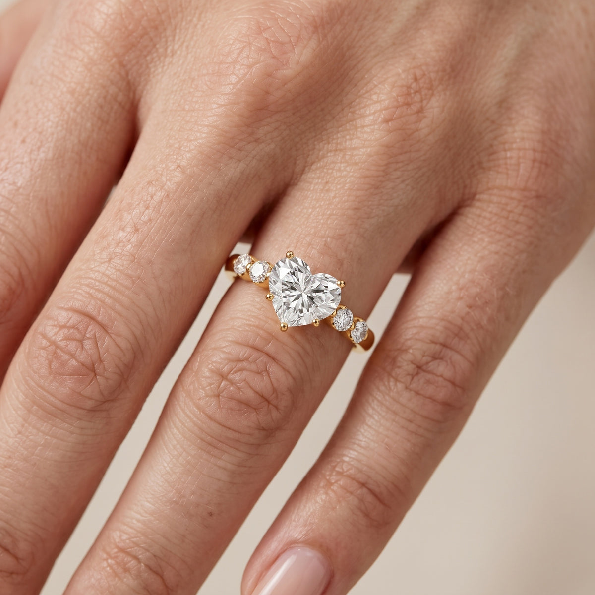 Vienna Floating Five-Stone Heart Diamond Engagement Ring in Silver - lifestyle.jpg